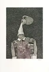 Exlibris Teresa Sondka by Stasys Eidrigevičius, 1982, akwaforta, akwatinta barwna, papier kremowy, sold Dec 2009