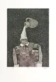 Stasys Eidrigevičius, Exlibris Teresa Sondka, 1982, akwaforta, akwatinta barwna, papier kremowy