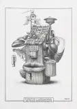 Komórka z ładowarką i zest. głośnomówiącym by Jacek Yerka, 2009, ołówek, karton, sold Dec 2009