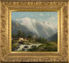 Joseph Jansen, WIOSKA NAD GÓRSKĄ RZEKĄ, 1895, olej, płótno