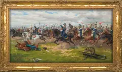 Leszek Piasecki, SZARŻA UŁANÓW, olej, płótno