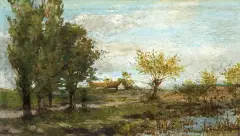 WIDOCZEK WIEJSKI by Stanisław Szembek, 1891, olej, deska, sold Dec 2009