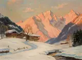 Erwin Kettemann, ZIMA W ALPACH, olej, płótno