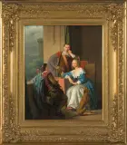Leopold Loeffler, SCENA DWORSKA, ZAZDROŚĆ, 1852, olej, deska