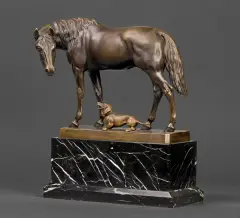 Hans Guradze, PRZYJACIELE, przed 1900, brąz patynowany, marmur