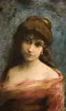 Leon Wyczółkowski, PORTRET MŁODEJ KOBIETY, 1883, olej, tektura