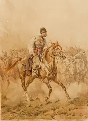 TABUŃCZYK by Juliusz Kossak, 1875, akwarela, papier, sold Dec 2009
