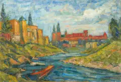 Jerzy Fedkowicz, WIDOK NA WAWEL, ok. 1950-1955, olej, płótno