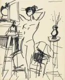 Zygmunt Menkes, DZIEWCZYNA PRZED LUSTREM, tusz, papier