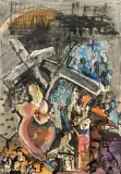 Alfred Lenica, KOMPOZYCJA, lata 40. XX w., gwasz, pastel, tusz, papier