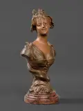 Henri Godet, POPIERSIE DZIEWCZYNY, 1898, brąz patynowany, marmur