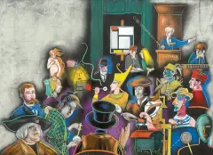 Andrzej Dudziński, AUKCJA SZTUKI (projekt plakatu), 1996, pastel, karton czarny