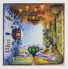Cztery pory roku by Jacek Yerka, 2002, giclée, papier, sold Nov 2009