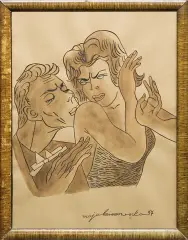 Maja (Maria) Berezowska, Zaloty, 1957, akwarela, tusz, pióro, papier