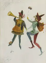 Jan Marcin Szancer, Dwie postaci, projekt ilustracji, akwarela, karton