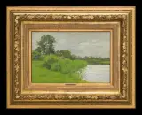 ZIELONY PEJZAŻ, 5 IV 1895 by Roman Kochanowski, olej, płótno, sold Oct 2009