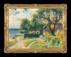 Hans Busse, OGRÓD NAD MORZEM, olej, płótno