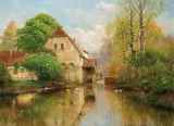 Friedrich Nath, STARY MŁYN WIOSNĄ, olej, płótno