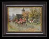 Georg Koch, WYJAZD NA POLOWANIE PAR FORCE, tempera, gwasz, tektura