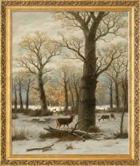 Caesar Bimmermann, SARNY ZIMĄ, 1883, olej, płótno