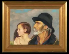 W PRZYSZŁOŚĆ by Vlastimil Hofman, lata 30. XX w., olej, sklejka, sold Oct 2009