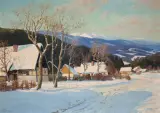 Paul Weimann, ZIMA W KARKONOSZACH, olej, płótno