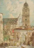 Juozas Kamarauskas, STARE WILNO, 1892, akwarela, ołówek, karton