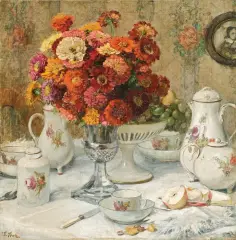 Ludwig Stutz, PORCELANA I CYNIE, ok. 1910, olej, płótno