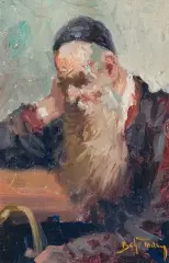 Adolf Behrman, ZAMYŚLONY ŻYD, olej, płótno