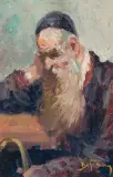 Adolf Behrman, ZAMYŚLONY ŻYD, olej, płótno