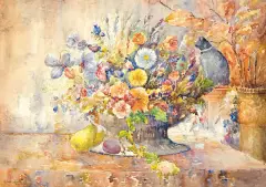 Zygmunt Waliszewski, BUKIET KWIATÓW, 1927, akwarela, ołówek, papier