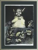 Ilustracja do Folwarku zwierzęcego Orwella by Jan Lebensztejn, 1974, litografia barwna, papier, offered Sep 2009