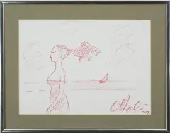 Rafał Olbiński, Na plaży, 2003, kredka, papier