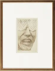 Zbigniew Janeczek, TWARZ, 1980, akwaforta, miękki werniks w kol. sepii, papier