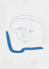 Jerzy Panek, Autoportret, litografia barwna, papier kremowy