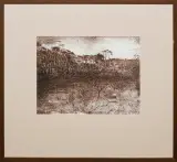 Józef Flieger, Pejzaż, 1985, sepia, pióro, papier
