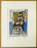 Idąca po schodach by Jan Lebensztejn, 1966, litografia barwna, papier, sold Aug 2009