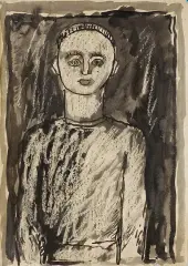 Marian Malina, Portret chłopca, 1954, tusz, pędzel, papier