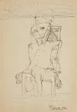 Bez tytułu by Zdzisław Beksiński, lata 80. XX w., długopis, papier kremowy, sold Jul 2009
