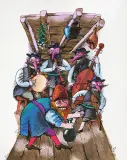 Jerzy Flisak, Jak Boruta zakochał się..., ok. 1988, tusz pióro, akwarela, papier