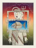 Dmitrij Markelov, Sen akwarysty, 1995, tusz pióro, akwarela, papier