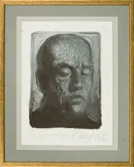 Franciszek Starowieyski, Autoportret, 1990, gwasz, tusz pędzel, papier