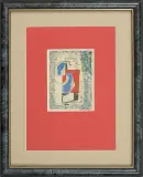 Maria Ritter, Kompozycja figuralna, ołówek, akwarela, papier kremowy