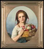 Albert Philipp Gliemann, KWIACIARKA, olej, płótno