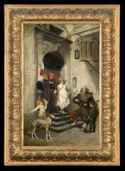 Wandalin Strzałecki, PRZED PAŁACEM, 1881, olej, płótno