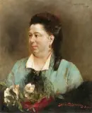 PORTRET PANI Z RÓŻAMI by Bertelan (Bartholomäus) Karlovszky, ok. 1900, olej, deska, offered May 2009
