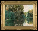 Józef Mehoffer, PŁACZĄCE WIERZBY NAD STAWEM, 1927, olej, płótno