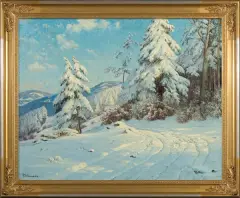 Paul Weimann, ŚNIEGI W SUDETACH, olej, płótno