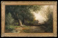 PORANEK W LESIE by Carl Phillip Weber, 1879, olej, płótno, sold May 2009