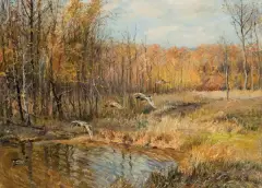 KACZKI NAD WODĄ by Willy Lorenz, olej, płótno, sold May 2009